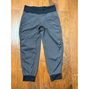 PrAna Bindu Joggers Womens Size LARGE Gray Black Ankle Drawstring Pull On